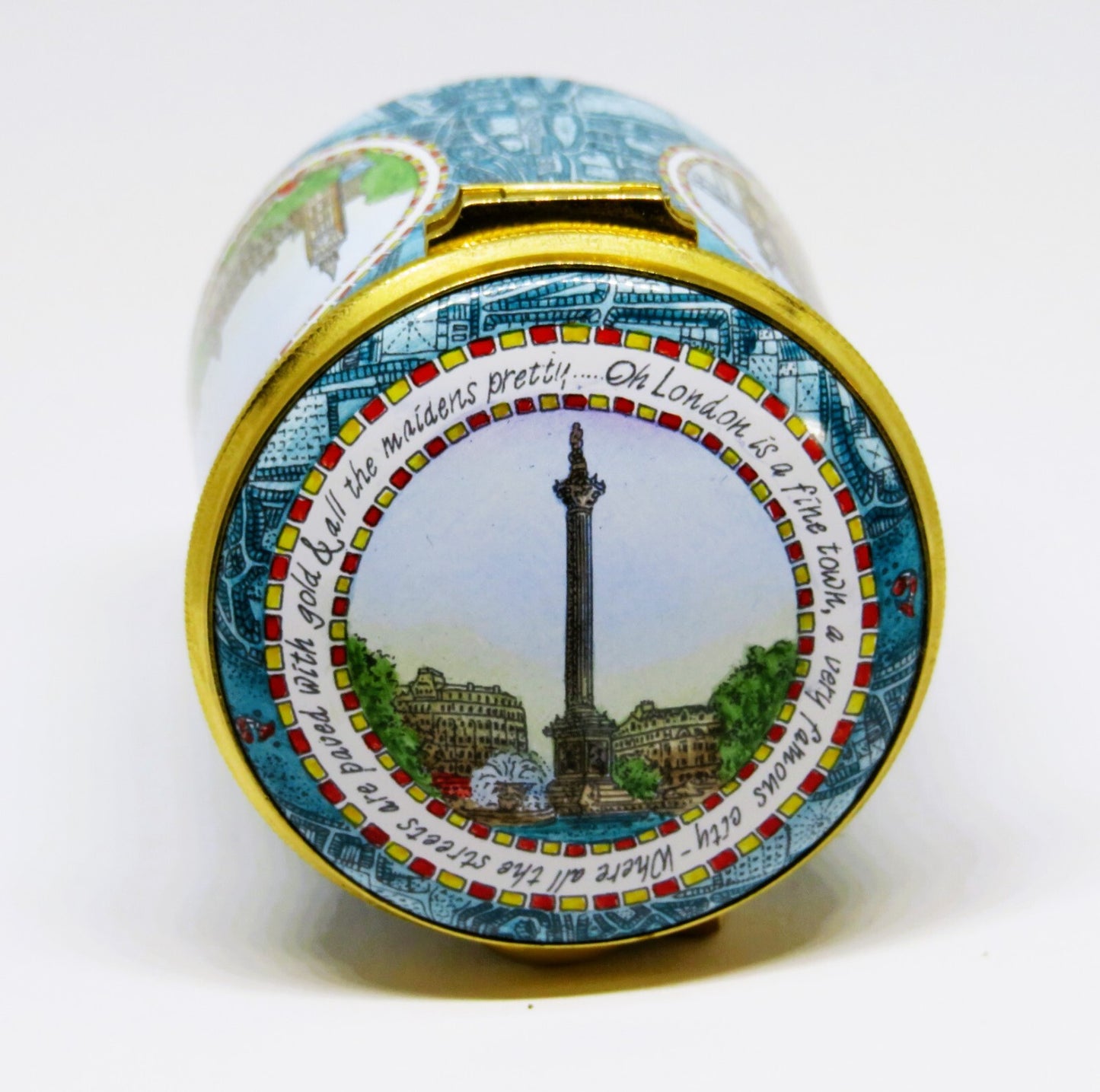 STAFFORDSHIRE ENGLISH ENAMEL BOX - LONDON LANDMARKS - TOWER OF LONDON - BIG BEN