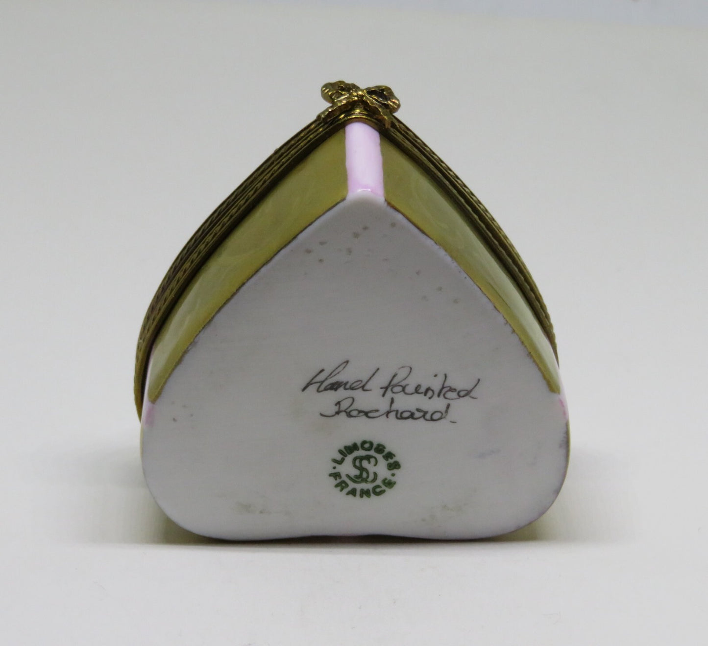 LIMOGES BOX ~ ROCHARD ~ GOLD HEART & CANDY & BOW ~ "WITH LOVE" ~ ANNIVERSARY