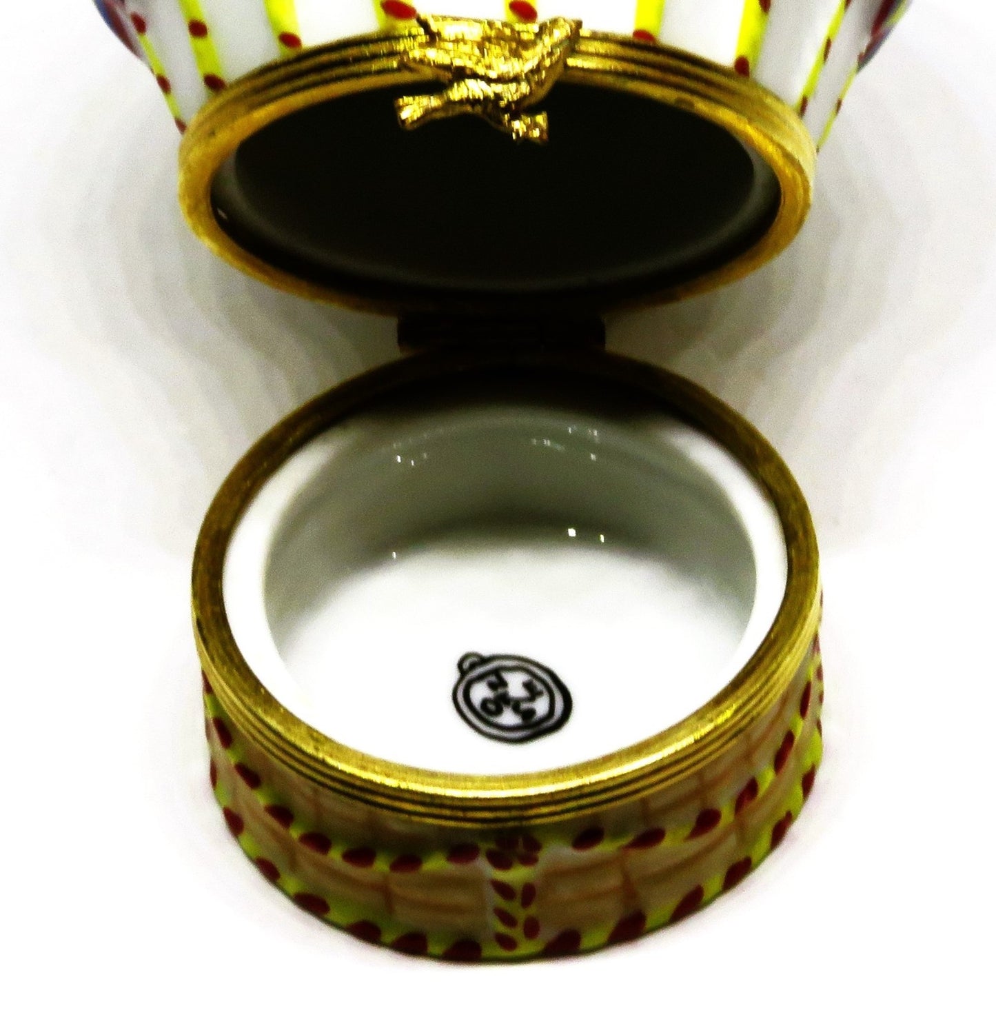 LIMOGES FRANCE BOX - TIFFANY & CO -VINTAGE HOT AIR BALLOON- BIRD IN FLIGHT CLASP