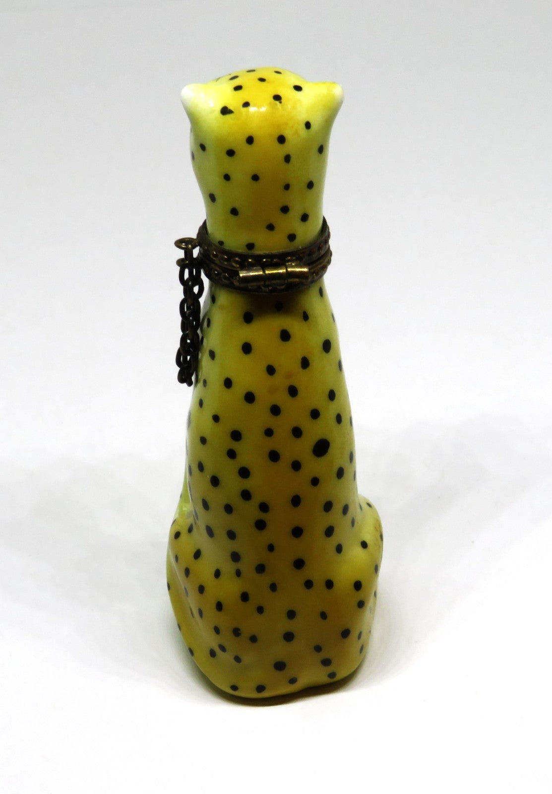 LIMOGES FRANCE BOX ~ TALL CHEETAH  & CHAIN COLLAR ~WILD CAT~ SIGNED ~ PEINT MAIN