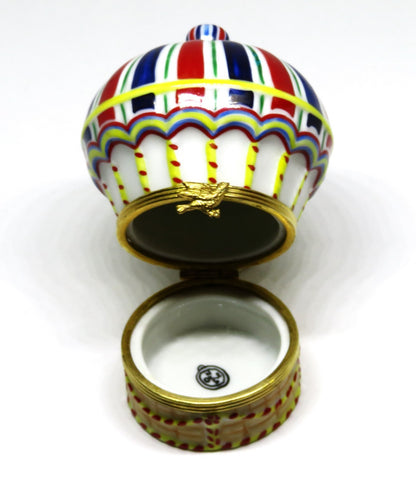 LIMOGES FRANCE BOX - TIFFANY & CO -VINTAGE HOT AIR BALLOON- BIRD IN FLIGHT CLASP