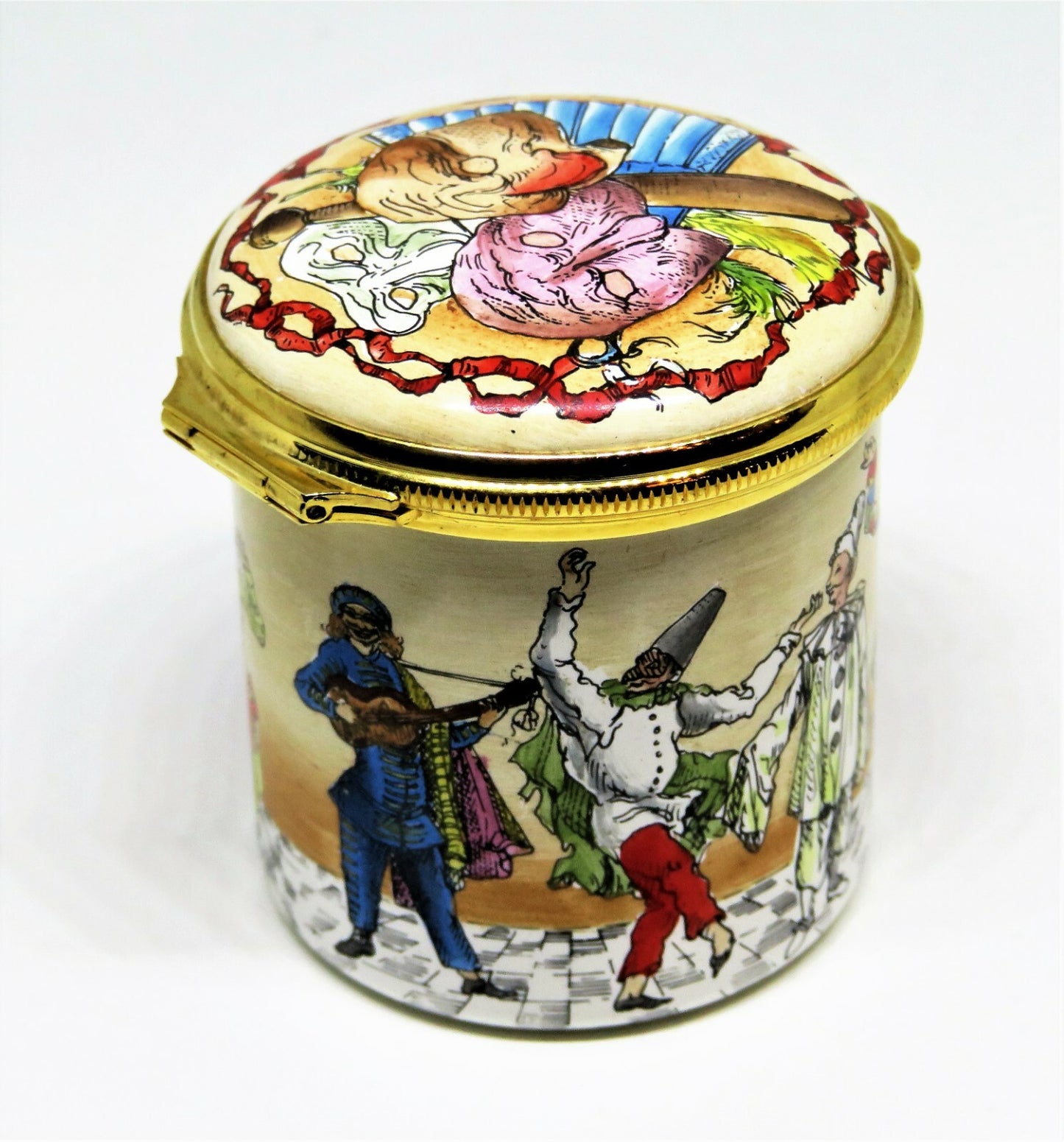 HALCYON DAYS ENAMEL BOX - COMMEDIA DELL'ARTE - ITALIAN THEATRE - LINCOLN CENTER