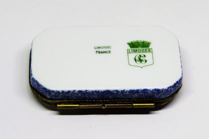 LIMOGES FRANCE BOX - OLD WORLD SANTA CLAUS & CRESCENT MOON - "MERRY CHRISTMAS"