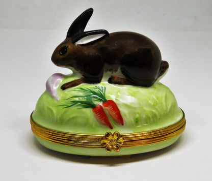 LIMOGES FRANCE BOX - TIFFANY & CO. - VINTAGE EASTER BUNNY - TURNIP & CARROTS
