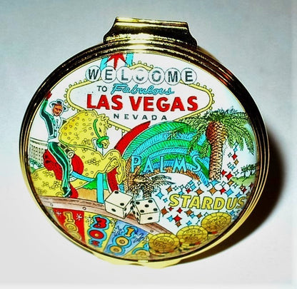 HALCYON DAYS ENAMEL BOX - LAS VEGAS - CASINOS & HOTELS - GAMING - GAMBLING - MIB