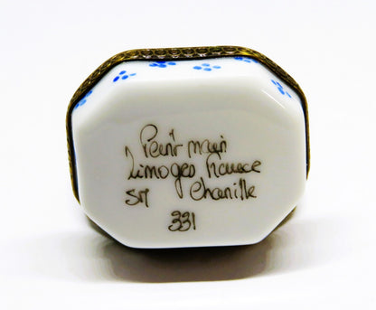 LIMOGES FRANCE BOX ~ BABY TEETH ~ TOOTH FAIRY FLORAL ~ FLOWERS ~ PEINT MAIN