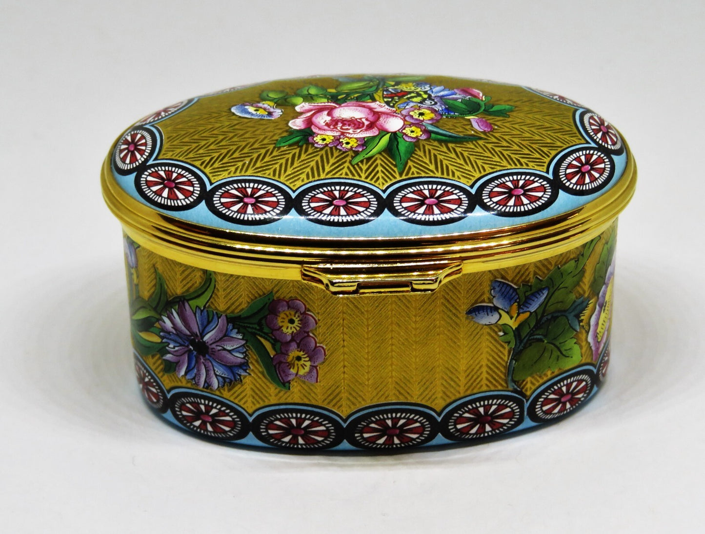 HALCYON DAYS ENGLISH ENAMEL BOX - GOLD PARIS SNUFF BOX - CIRCA 1750 - FLOWERS