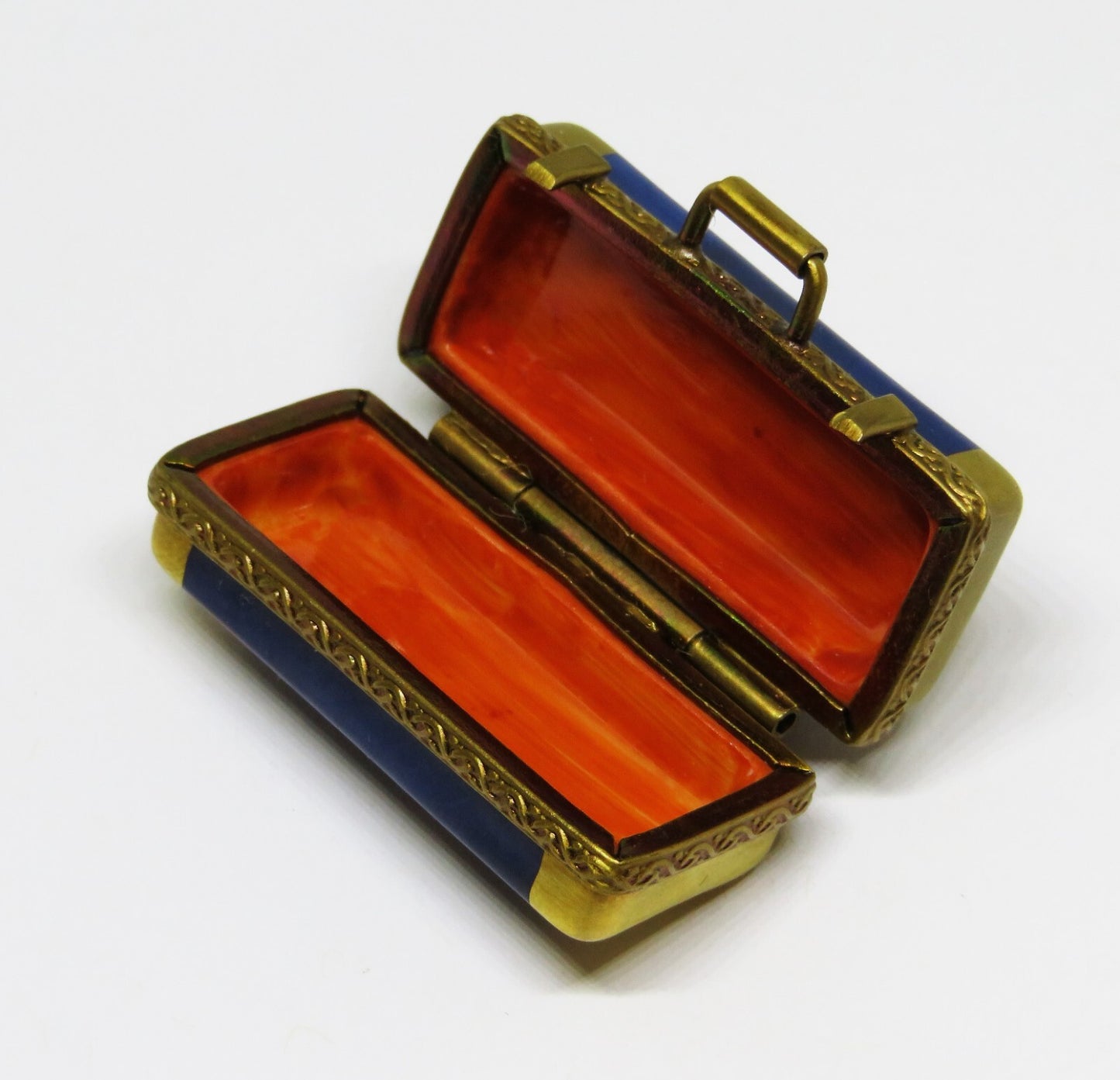 LIMOGES BOX ~PARRY-VIEILLE~ VINTAGE CASE & BLUES HARMONICA ~ MUSICAL INSTRUMENTS