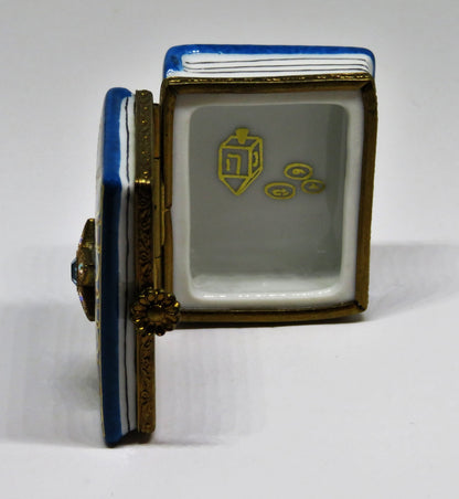 LIMOGES FRANCE BOX - LA VIE EN ROSE - HEBREW BIBLE - HANUKKAH DREIDEL - JUDAICA