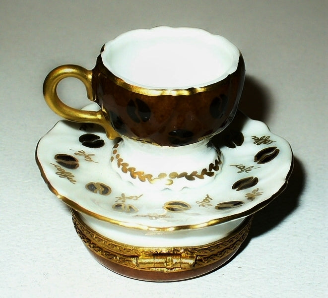LIMOGES FRANCE BOX ~ COFFEE CUP & SAUCER ~ CAFE ~ BEANS ~ COFFEE POT INSIDE