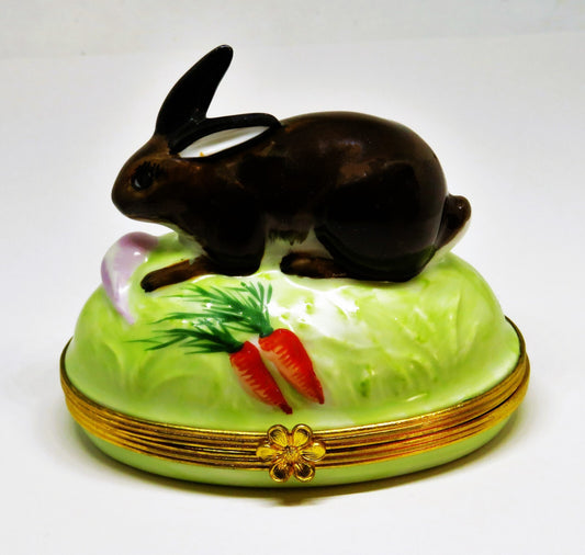 LIMOGES FRANCE BOX - TIFFANY & CO. - VINTAGE EASTER BUNNY - TURNIP & CARROTS