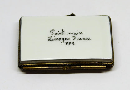 LIMOGES FRANCE BOX~ CALIFORNIA LICENSE PLATE ~ MAN ON A SURFBOARD ~ GOLDEN STATE
