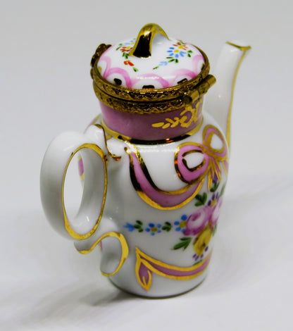 LIMOGES FRANCE BOX ~ ROCHARD ~ FLORAL TEAPOT ~ ROSES ~ TEA POT ~ COFFEE POT