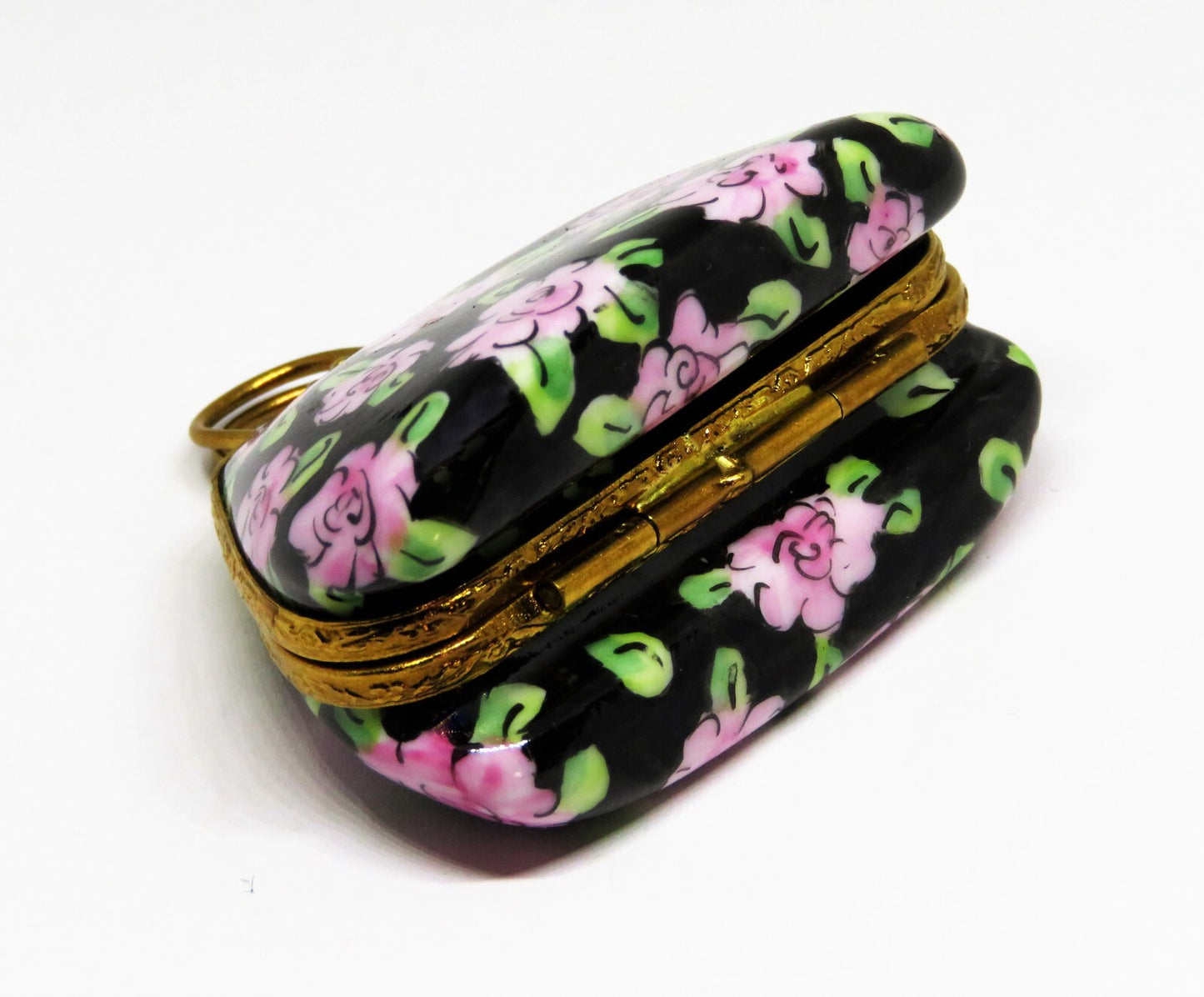LIMOGES FRANCE BOX -ARTORIA- MARY POPPINS FLOWERED CARPET BAG PURSE - LE -DISNEY