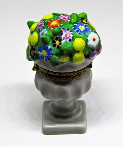 LIMOGES FRANCE BOX - GARDEN PLANTER - URN WITH FLOWERS & LEMONS - LE 29/500