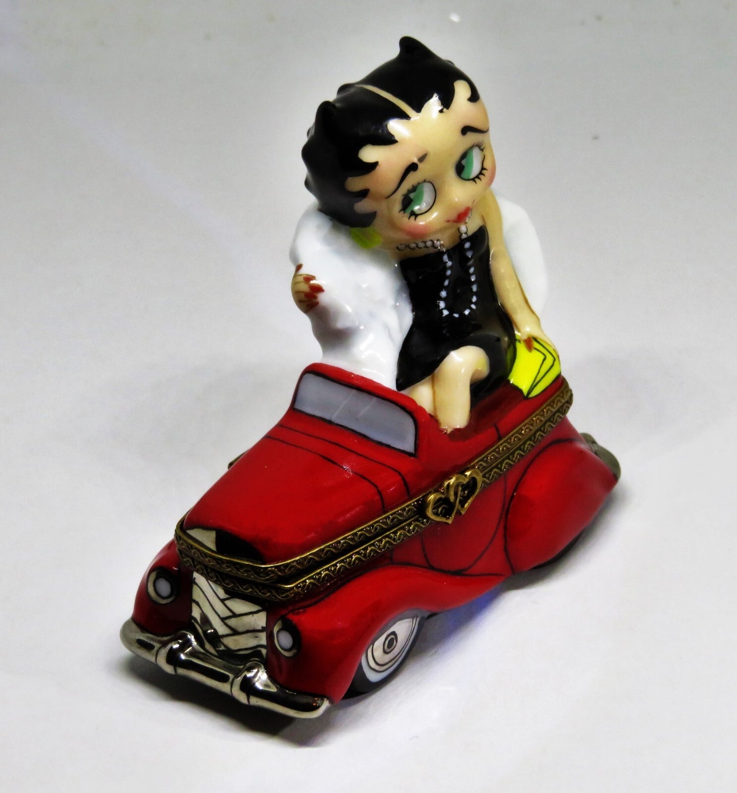 LIMOGES FRANCE BOX - BETTY BOOP - OUT ON THE TOWN - RED CONVERTIBLE CAR - COMICS