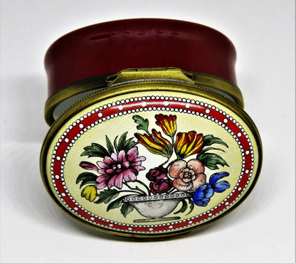 HALCYON DAYS ENAMEL BOX- VASE OF  FLOWERS - 18TH CENTURY REPLICA - BROOK STREET