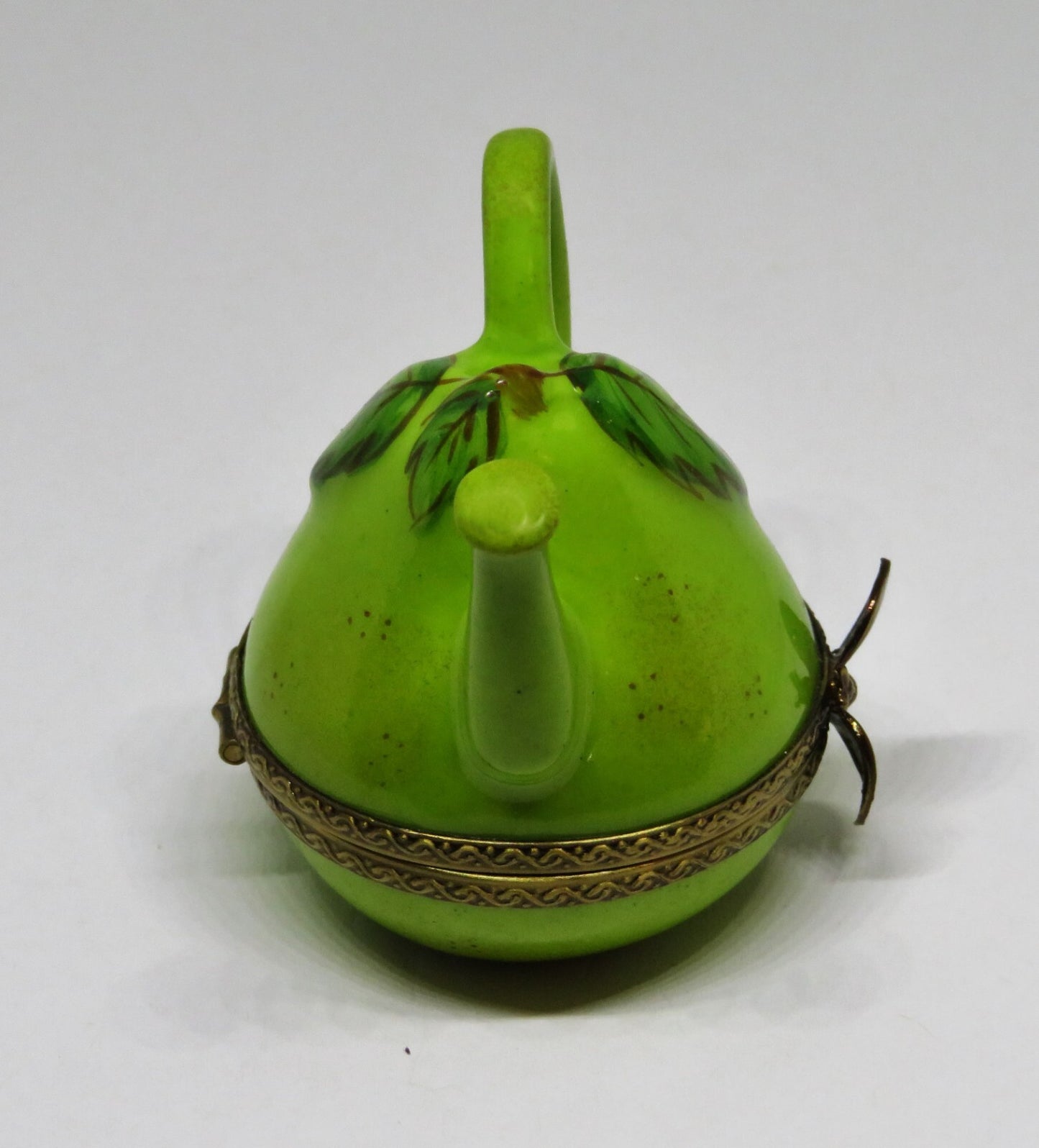 LIMOGES FRANCE BOX - PEAR TEA POT - TEAPOT - BUTTERFLY CLASP - WATERING CAN