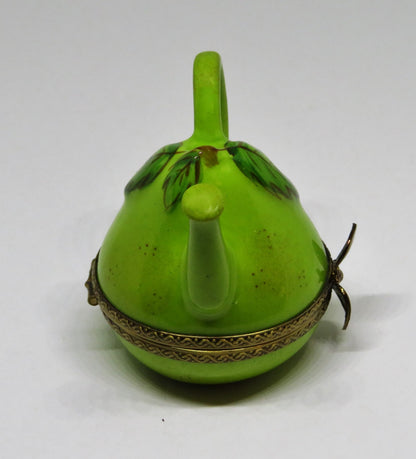LIMOGES FRANCE BOX - PEAR TEA POT - TEAPOT - BUTTERFLY CLASP - WATERING CAN