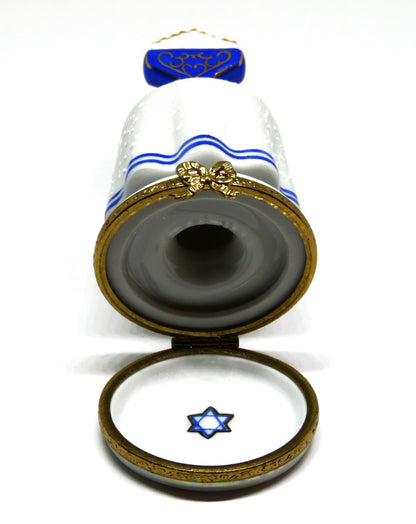 LIMOGES FRANCE BOX ~ JUDAICA ~ MENORAH ON A TABLE ~ HANUKKAH ~ JEWISH STAR