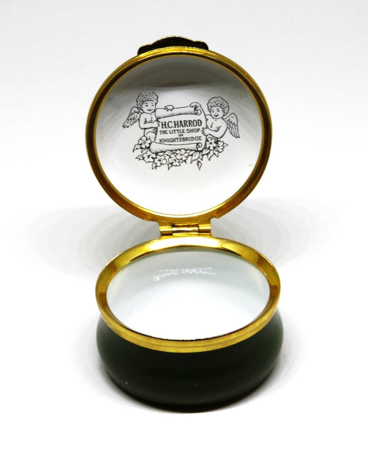 CRUMMLES ENGLISH ENAMEL BOX - HARRODS DEPARTMENT STORE C. 1851 - LONDON ENGLAND
