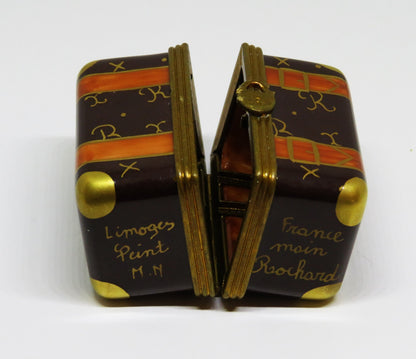 LIMOGES BOX - ROCHARD - DESIGNER STEAMER TRUNK & PADLOCK - DRAWERS & DRESS
