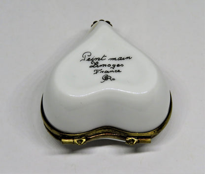 LIMOGES BOX -RIBIERRE- HEART & PINK ROSE -FLOWERS- "JE T'AIME" - I LOVE YOU - LE