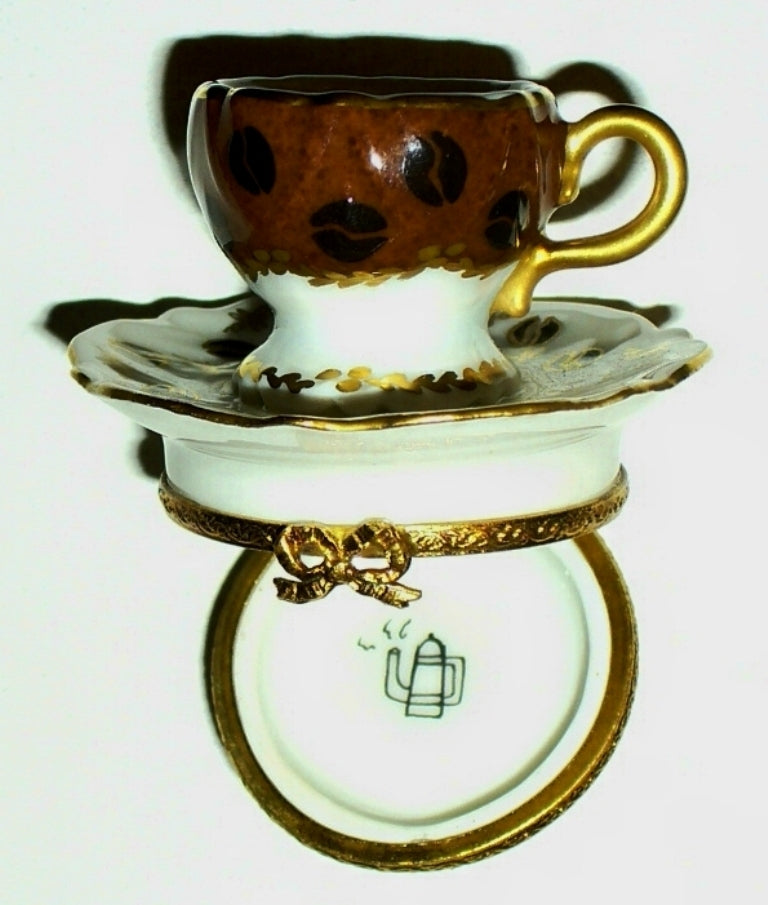 LIMOGES FRANCE BOX ~ COFFEE CUP & SAUCER ~ CAFE ~ BEANS ~ COFFEE POT INSIDE