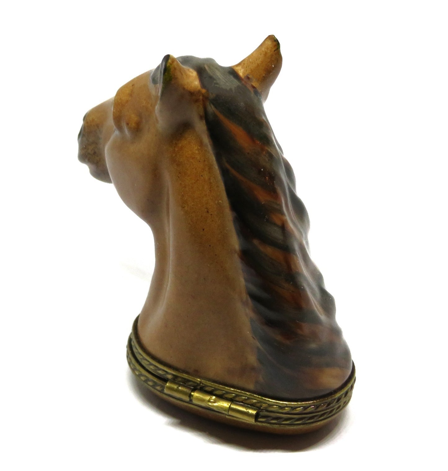 LIMOGES FRANCE BOX - CHAMART - HORSE'S HEAD BUST - EQUESTRIAN - HORSESHOE CLASP