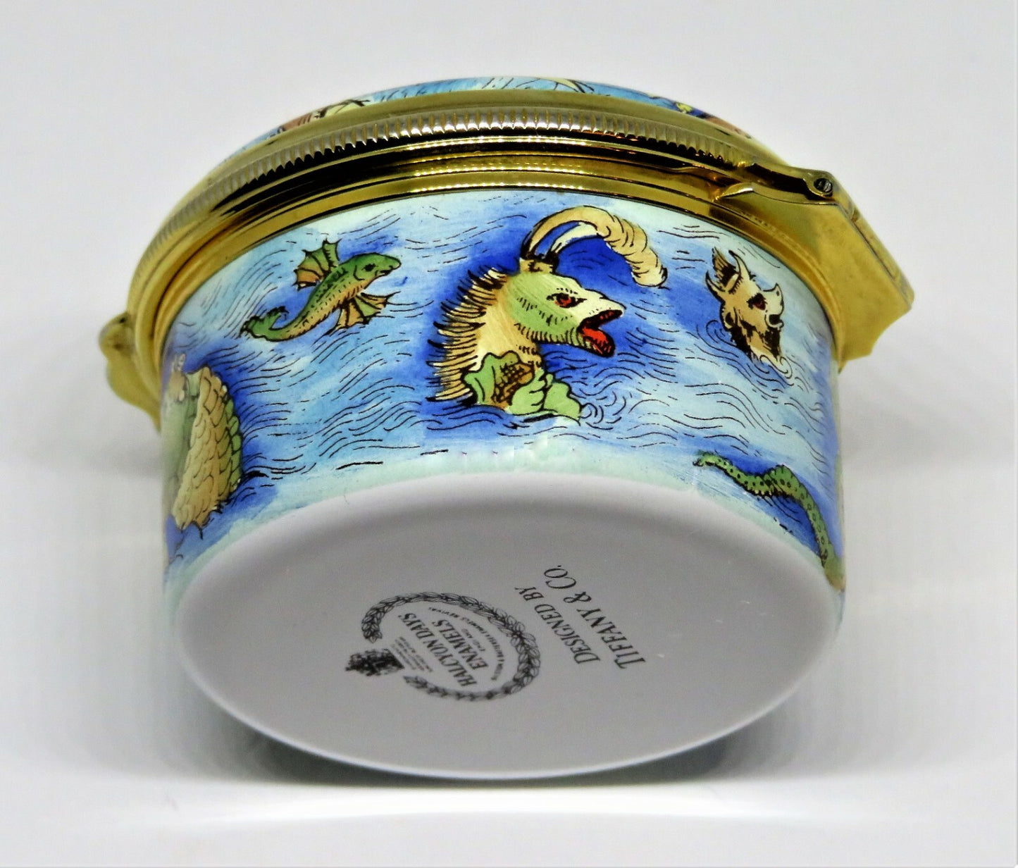 HALCYON DAYS ENAMEL BOX -TIFFANY & CO.- MAP & CHRISTOPHER COLUMBUS SAILING SHIPS