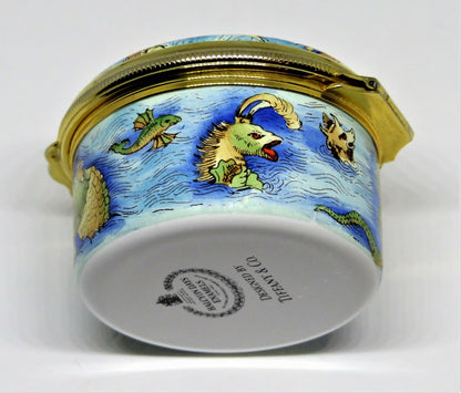 HALCYON DAYS ENAMEL BOX -TIFFANY & CO.- MAP & CHRISTOPHER COLUMBUS SAILING SHIPS