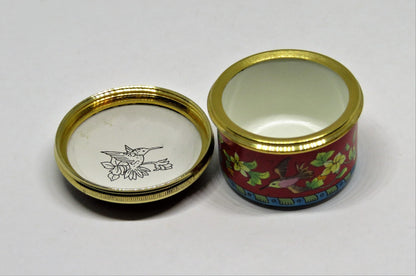HALCYON DAYS ENAMEL BOX - HUMMINGBIRDS & FLOWERS - BIRDS
