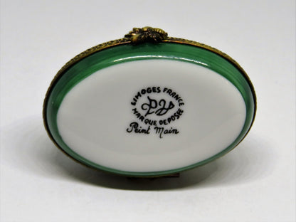 LIMOGES FRANCE BOX - PARRY-VIEILLE - BROWN BEAR & HONEY POT - "MIEL" - BEE CLASP