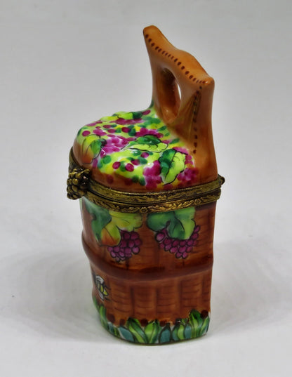 LIMOGES BOX - HARVEST GRAPE BASKET & BEE - REMOVABLE WINE BOTTLE - GUMP'S - RAP