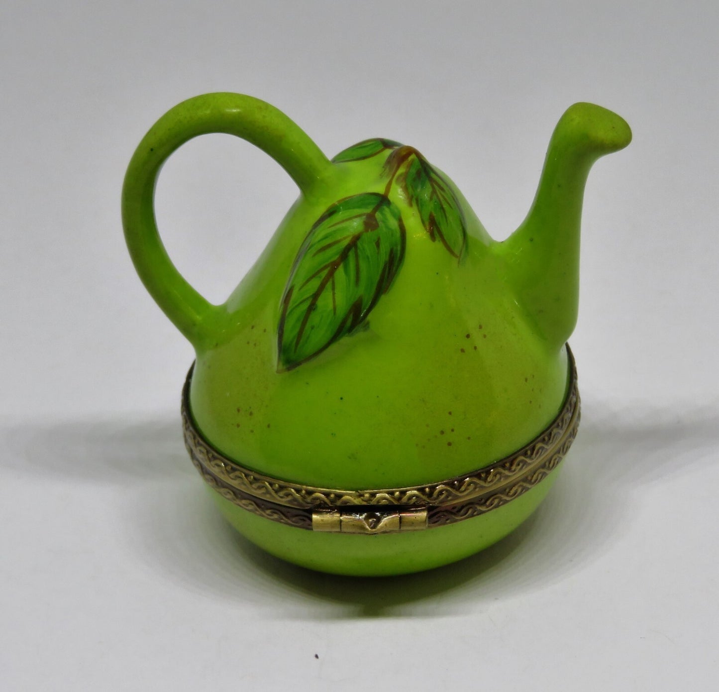 LIMOGES FRANCE BOX - PEAR TEA POT - TEAPOT - BUTTERFLY CLASP - WATERING CAN