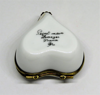 LIMOGES BOX -RIBIERRE- HEART & PINK ROSE -FLOWERS- "JE T'AIME" - I LOVE YOU - LE