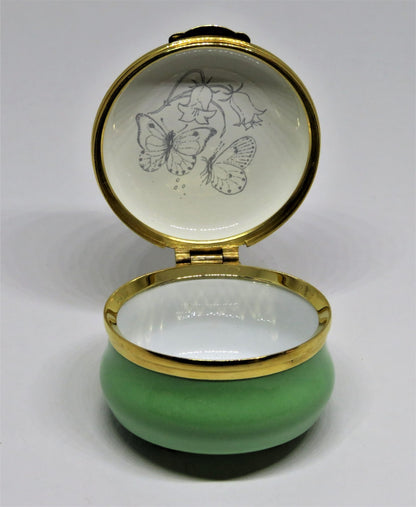 CRUMMLES ENGLISH ENAMEL BOX - SIAMESE KITTEN & RED POPPY FLOWERS - CAT - KITTY