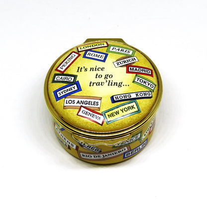 HALCYON DAYS ENAMEL BOX - "NICE TO GO TRAV'LING" - SINATRA SONG - WORLD CITIES
