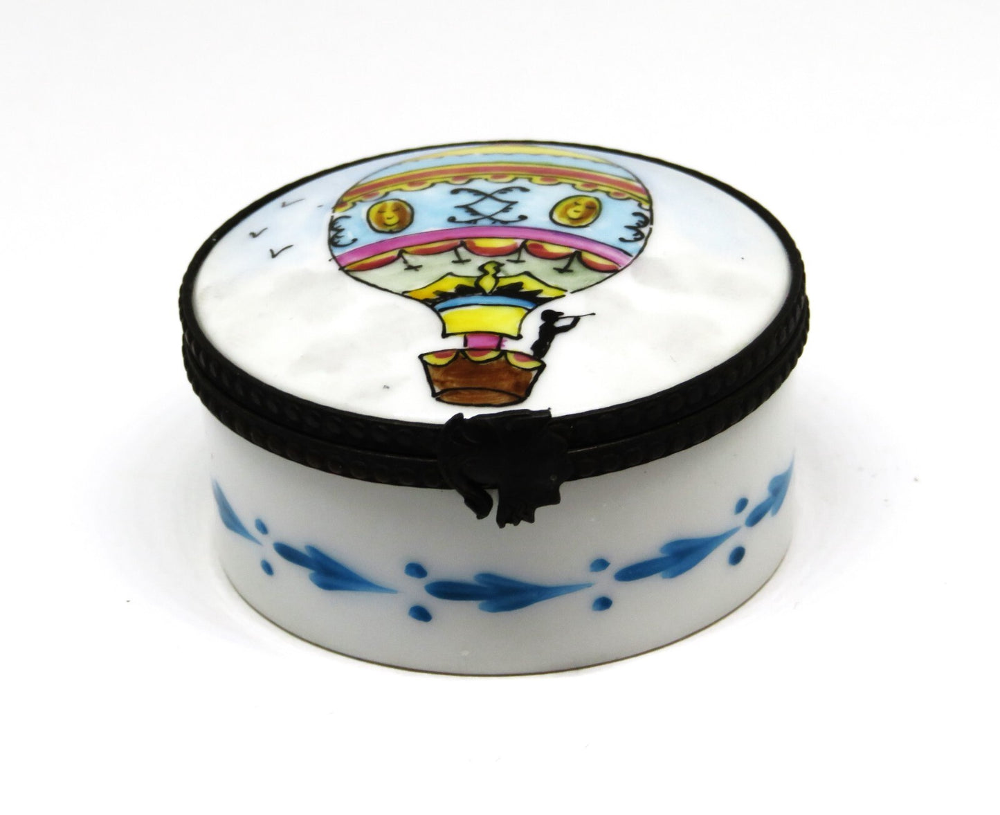 LIMOGES FRANCE BOX ~ ANTIQUE HOT AIR BALLOON ~ FIRST FLIGHT 1793 ~ HAND PAINTED
