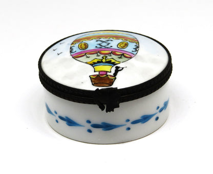 LIMOGES FRANCE BOX ~ ANTIQUE HOT AIR BALLOON ~ FIRST FLIGHT 1793 ~ HAND PAINTED