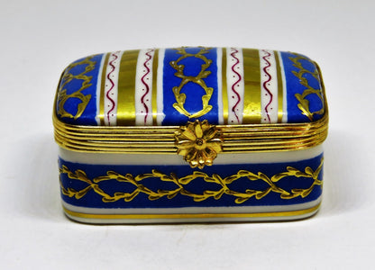 LIMOGES FRANCE BOX - LE TALLEC - BLUE & GOLD RECTANGLE - GRIGNAN BLEUE - 1948