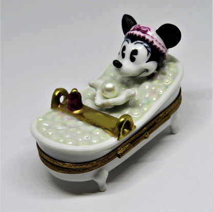 LIMOGES FRANCE BOX - ARTORIA - MINNIE MOUSE TAKING A BUBBLE BATH - DISNEY - LE