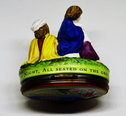 HALCYON DAYS ENAMEL BOX - CHRISTMAS BONBONNIERE - SHEPHERDS & THEIR FLOCKS