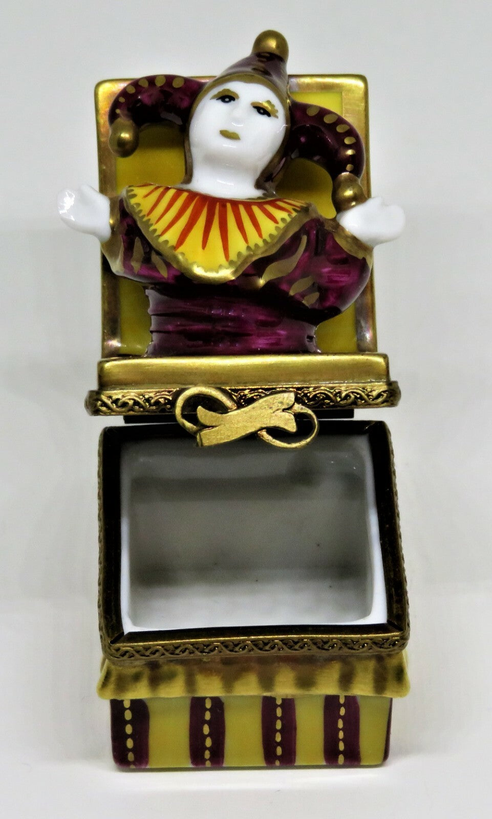 LIMOGES FRANCE BOX -PARRY-VIEILLE- JACK-IN-THE-BOX -MEDIEVAL JESTER- CLOWN -TOYS