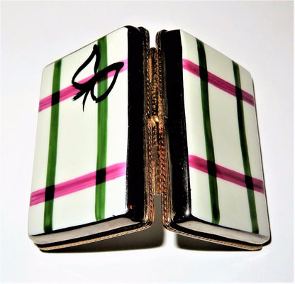 LIMOGES BOX - CANDY - PLAID GIFT BOX & FUDGE - PEANUT BRITTLE