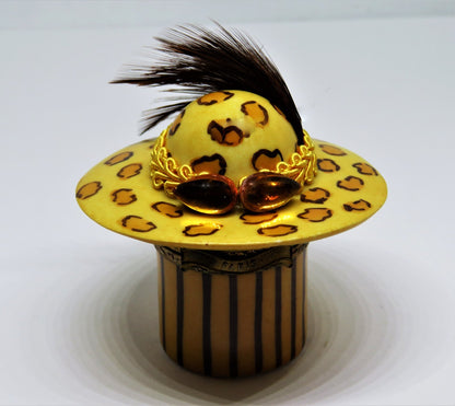 LIMOGES 2 BOX SET- EXOTIC LEOPARD PRINT HAT & SHOE - BRAID & FEATHERS & CRYSTALS