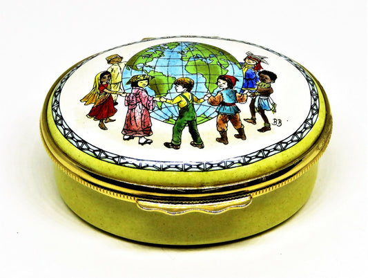 HALCYON DAYS ENGLISH ENAMEL BOX - CHILDREN OF THE WORLD -  EAST AFRICA FUND