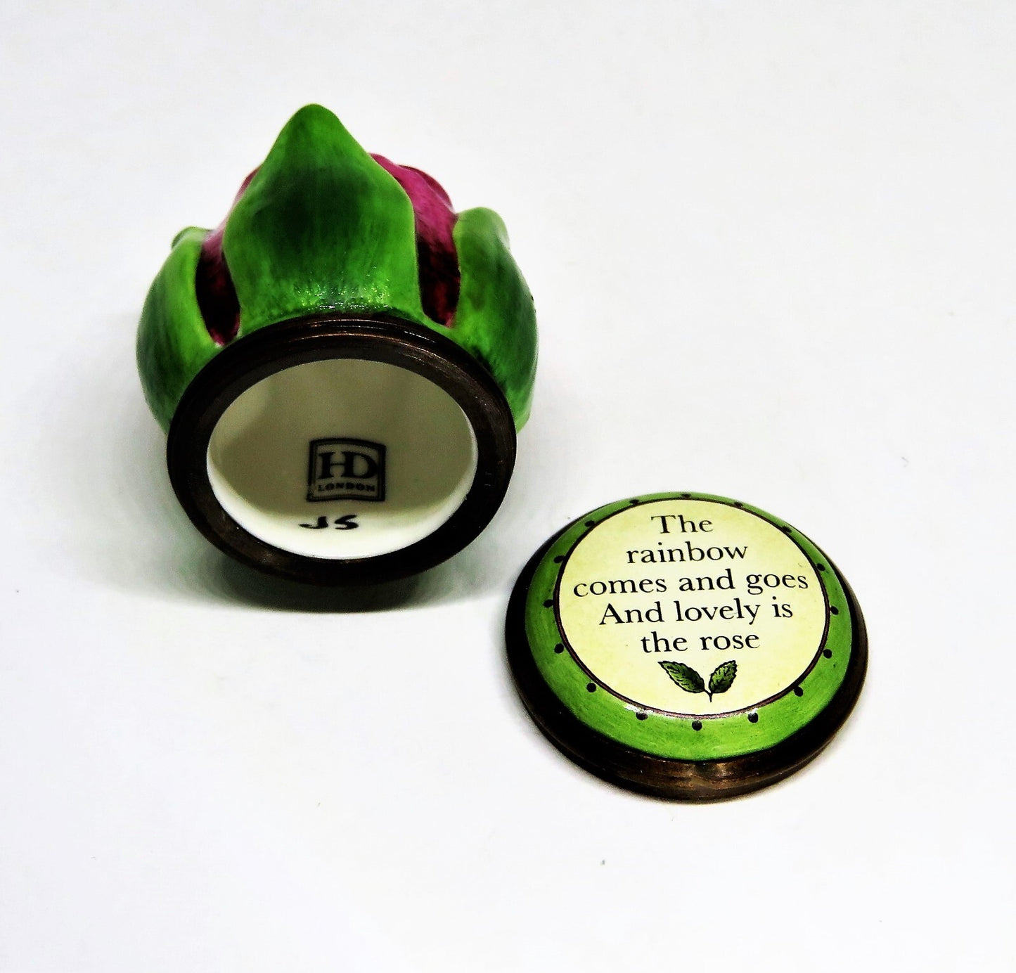HALCYON DAYS ENAMEL BOX - ROSE BONBONNIERE - WORDSWORTH QUOTE - ANNIVERSARY