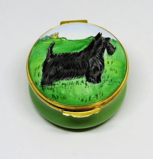 CRUMMLES ENGLISH ENAMEL BOX - SCOTTISH TERRIER PUPPY - DOG - SCOTTY - SCOTTIE