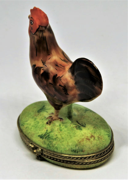 LIMOGES FRANCE BOX - LIMOGES IMPORTS - ROOSTER - CHICKEN ON NEST INSIDE - FOWL